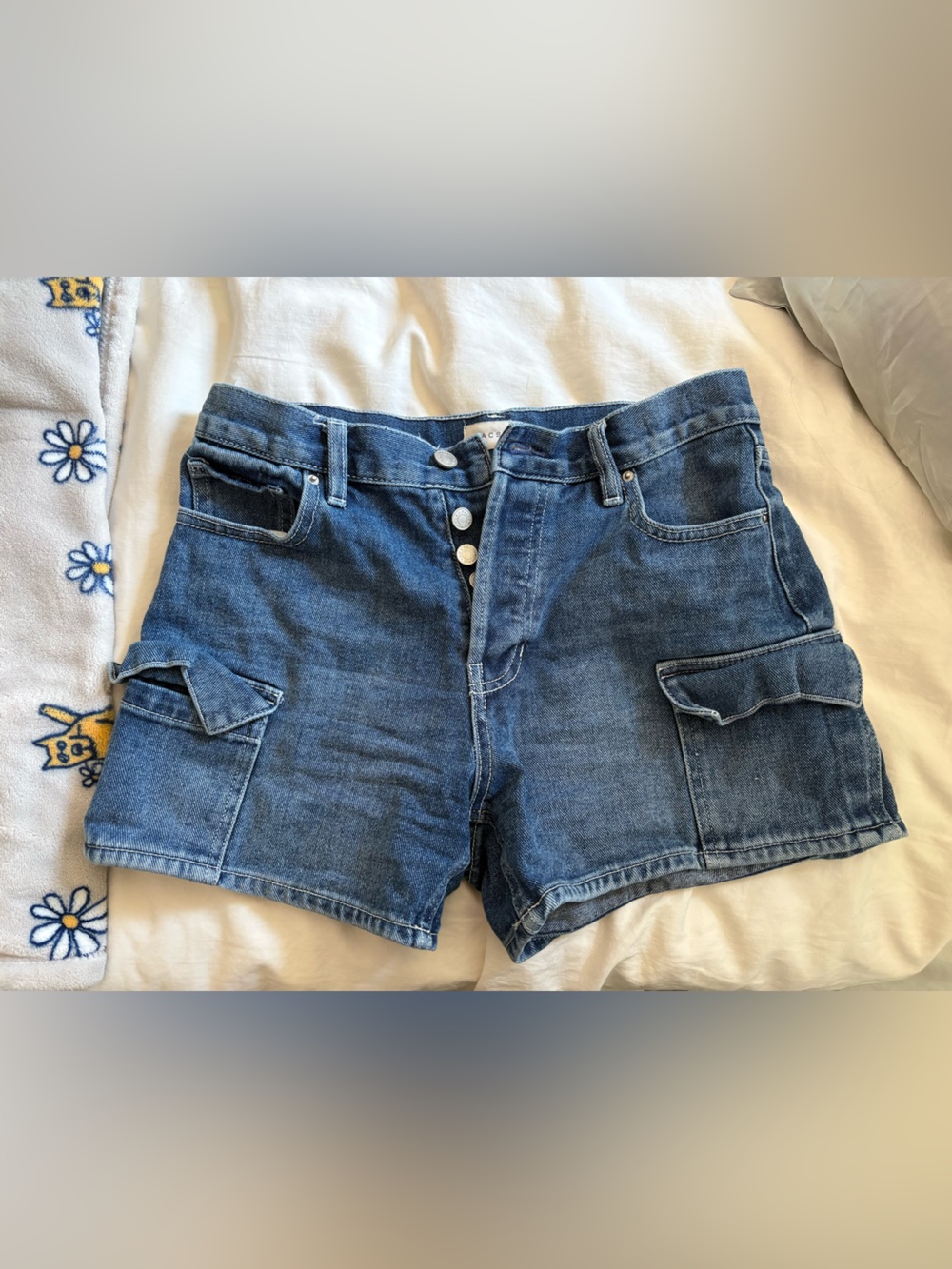 Pacsun Denim High-Waist Button Fly Shorts - Blue